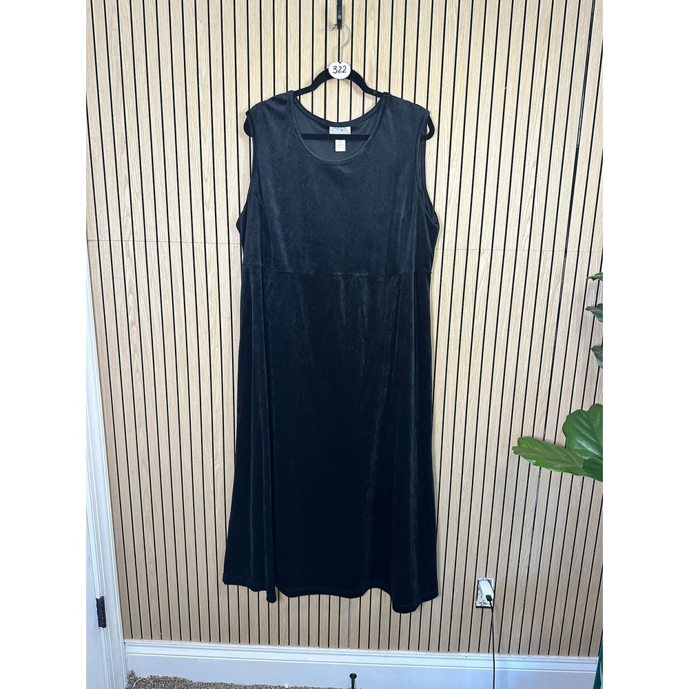 Diane Von Furstenberg The Color Authority Black Velvet Sleeveless Dress(2X, EUC)